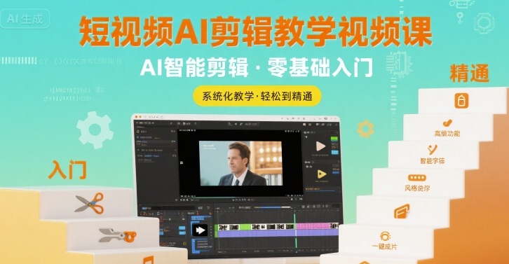短视频AI剪辑教学视频课，入门到精通-副业项目资源网