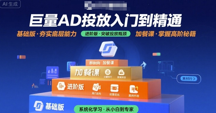 巨量AD投放入门到精通，基础版+进阶版+加餐课-副业项目资源网