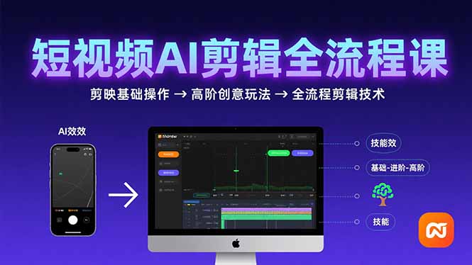 短视频AI剪辑技能，从剪映基础操作到高阶创意玩法，全流程剪辑技术-副业项目资源网
