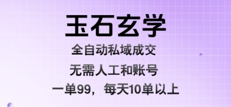 玉石玄学全自动私域成交，一单99每天十单以上，无需人工和矩阵账号，蓝海项目直接干【揭秘】-副业项目资源网