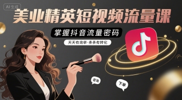 美业精英短视频流量课，掌握抖音流量密码，天天有询单，条条有转化-副业项目资源网
