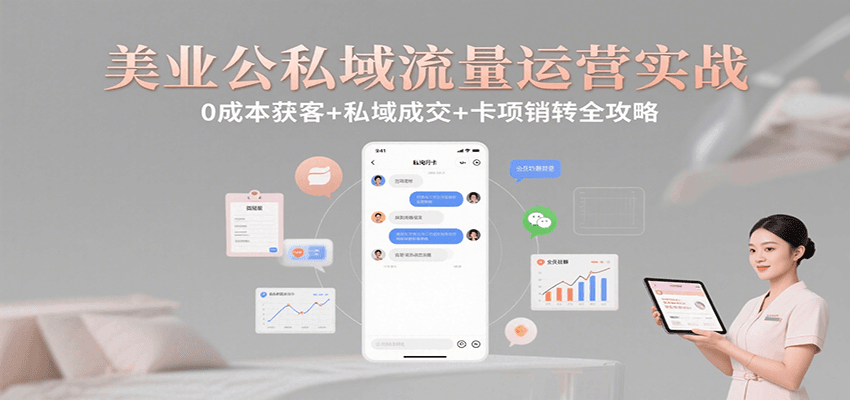 美业公私域流量运营实战：0成本获客+私域成交+卡项销转全攻略-副业项目资源网