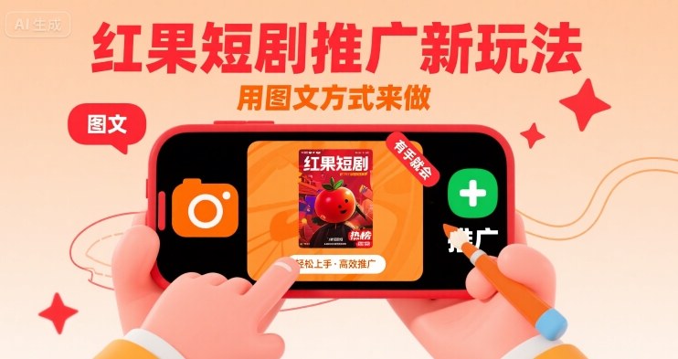 红果短剧推广新玩法，用图文方式来做，有手就会-副业项目资源网