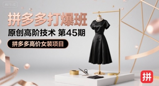 拼多多打爆班原创高阶技术第45期，拼多多高价女装项目-副业项目资源网