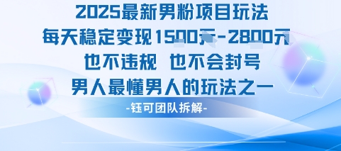 2025最新男粉项目玩法每天变现1k+也不违规也不会封号男人最懂男人的玩法-副业项目资源网