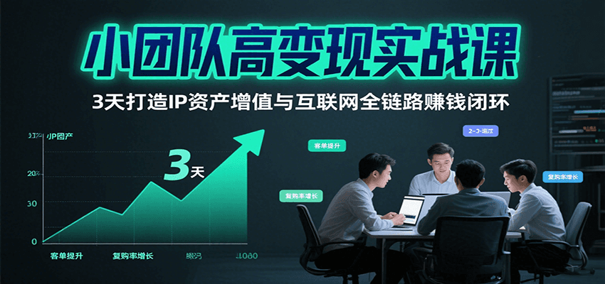 小团队高变现实战课，3天打造IP资产增值与互联网全链路赚钱闭环(第二期)-副业项目资源网