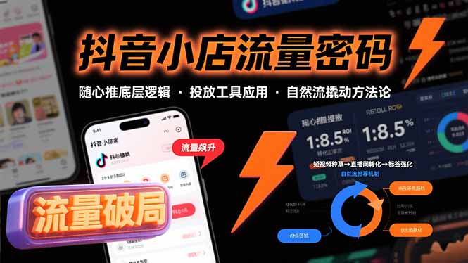 抖音小店流量密码，随心推底层逻辑，投放工具应用，自然流撬动核心方法论-副业项目资源网