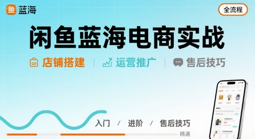 闲鱼蓝海电商实战，店铺搭建运营售后全流程-副业项目资源网