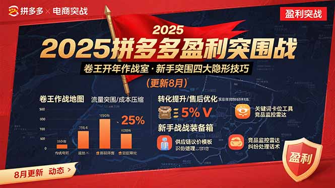2025拼多多盈利突围战：卷王开年作战室，新手突围四大隐形技巧(更新8月-副业项目资源网