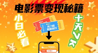 小白必看！卖电影票项目，零投入无门槛谁都能做，十天到手 7k，照做就行【揭秘】-副业项目资源网