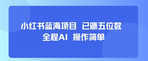小红书蓝海项目，全程AI，操作简单，已挣五位数-副业项目资源网
