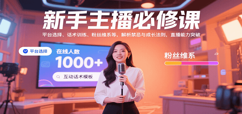 新手主播必修课：平台选择、话术训练、粉丝维系等，解析禁忌与成长法则，突破直播能力-副业项目资源网