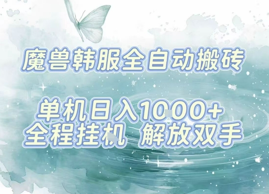 最新韩服游戏搬砖，单机日入1k+，全自动运行挂G项目，解放双手【揭秘】-副业项目资源网