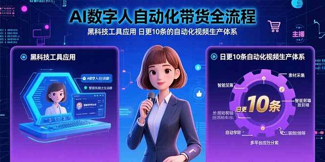 AI数字人自动化带货全流程：黑科技工具应用 日更10条的自动化视频生产体系-副业项目资源网
