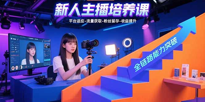 新人主播培养课：平台适应-流量获取-粉丝留存-收益提升 全链路能力突破-副业项目资源网