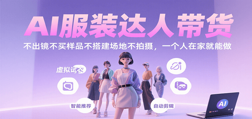 AI服装达人带货，不出镜不买样品不搭建场地不拍摄，一个人在家就能做-副业项目资源网