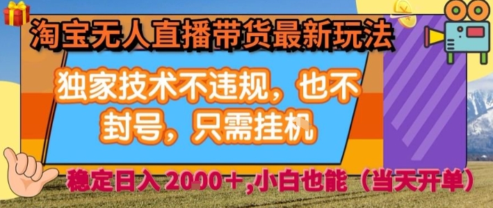 淘宝无人直播带货最新玩法，独家技术不违规，也不封号，全自动运行，只需挂着，  稳定日入2k【揭秘】-副业项目资源网