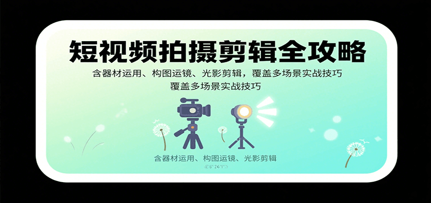 短视频拍摄剪辑全攻略：含器材运用、构图运镜、光影剪辑，覆盖多场景实战技巧-副业项目资源网