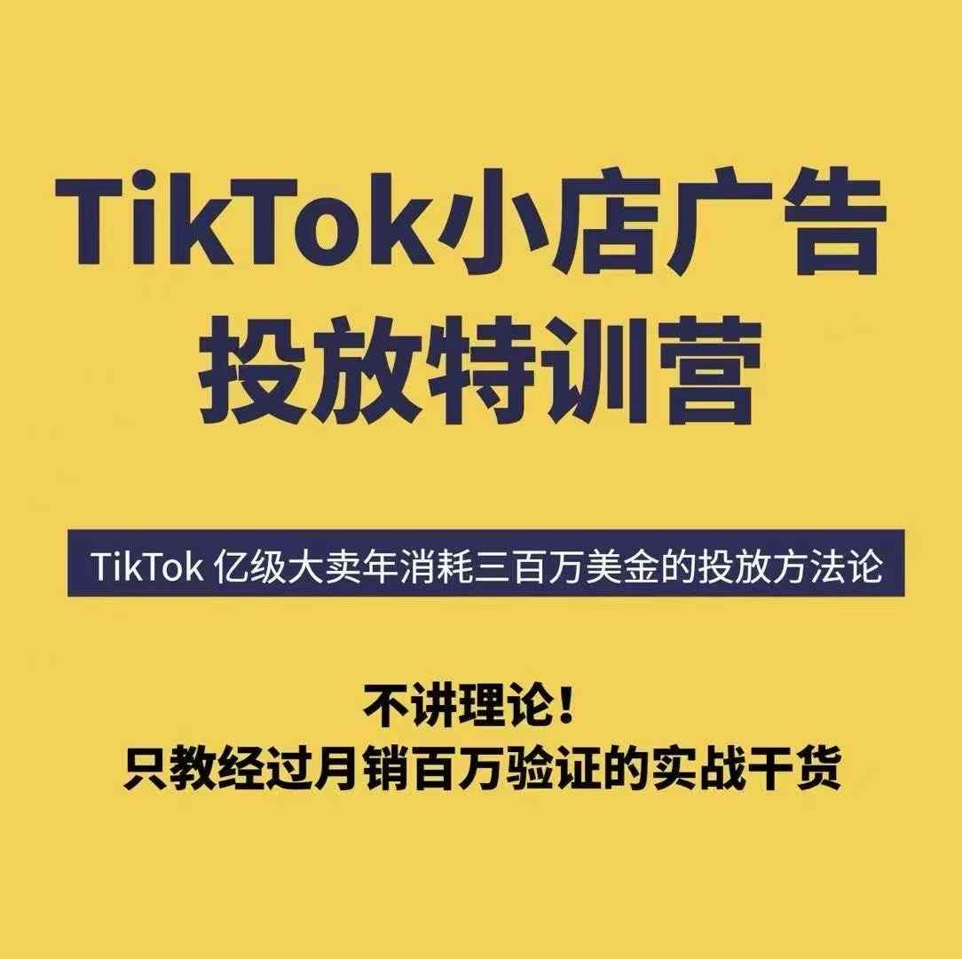 TikTok小店广告投放特训营，6天破局计划专治各种“投不动”，教你经过月销百万验证的实战干货-副业项目资源网