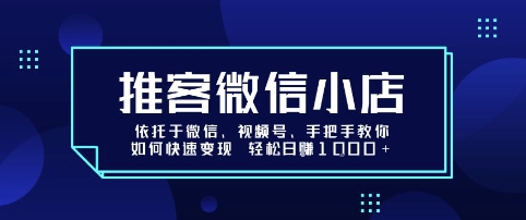 推客微信小店依托于微信、视频号，手把手教你如何快速变现 轻松日入1k+【揭秘】-副业项目资源网