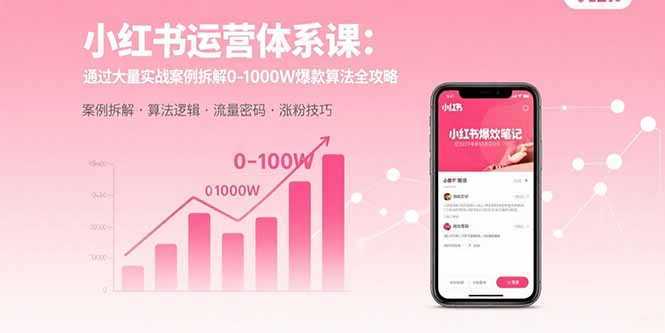 小红书运营体系课：通过大量实战案例拆解0-1000W爆款算法全攻略-副业项目资源网