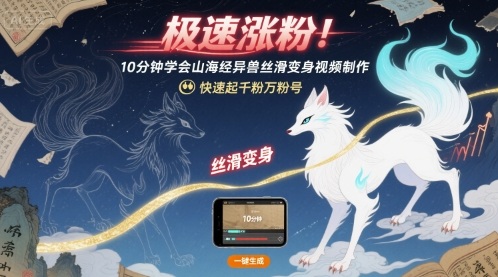 极速涨粉！10分钟学会山海经异兽丝滑变身视频制作，快速起千粉万粉号-副业项目资源网