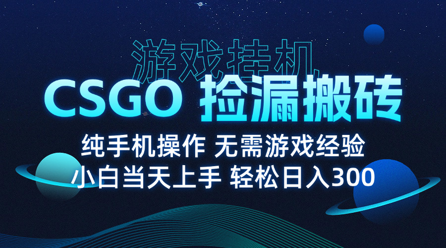 8月最新游戏搬砖，CSGO纯挂机，不需要玩游戏，实现真挂机，月入1W+-副业项目资源网