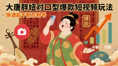大唐胖妞对口型爆款短视频玩法，快速起千粉万粉号-副业项目资源网