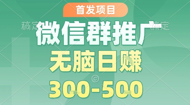 首发项目，微信群推广，一天15单，每单利润10米，无脑日入3-5张【揭秘】-副业项目资源网