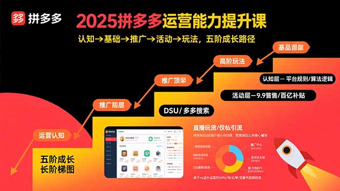 2025拼多多运营能力提升课：认知→基础→推广→活动→玩法，五阶成长路径-副业项目资源网