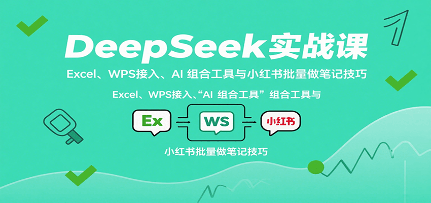 DeepSeek实战课：Excel、WPS接入、AI 组合工具与小红书批量做笔记技巧-副业项目资源网