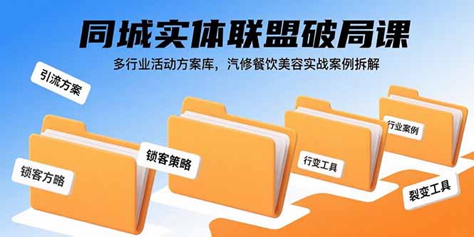 同城实体联盟破局课，多行业活动方案库，汽修餐饮美容实战案例拆解-副业项目资源网