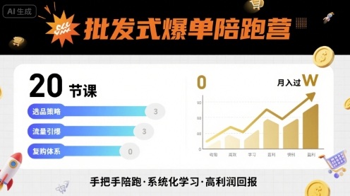 批发式爆单陪跑营，20节课带你实现批发式爆单，带你经松月入过W-副业项目资源网