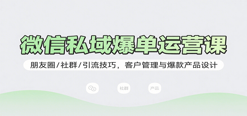 微信私域爆单运营课：朋友圈/社群/引流技巧，客户管理与爆款产品设计-副业项目资源网