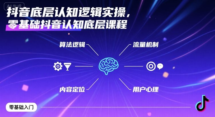 抖音底层认知逻辑实操，零基础抖音认知底层课程-副业项目资源网