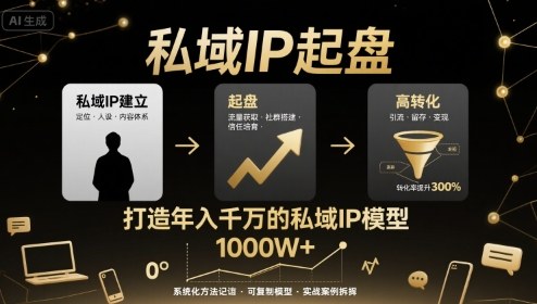 私域IP起盘，私域ip建立、起盘、高转化，打造年入千万的私域ip模型-副业项目资源网