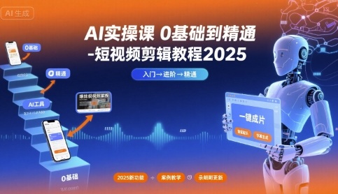 AI实操课0基础到精通-短视频剪辑教程2025-副业项目资源网