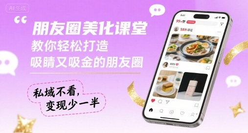 朋友圈美化课堂，教你轻松打造，吸睛又吸金的朋友圈，私域不看，变现少一半-副业项目资源网
