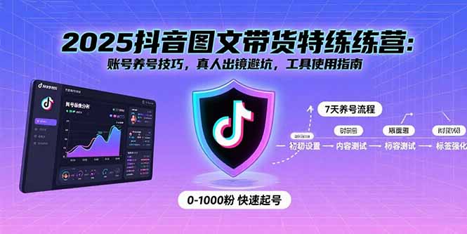 2025抖音图文带货特练营：账号养号技巧，真人出镜避坑，工具使用指南-副业项目资源网