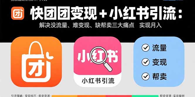 快团团变现+小红书引流：解决没流量、难变现、缺帮卖三大痛点 实现月入3w+-副业项目资源网