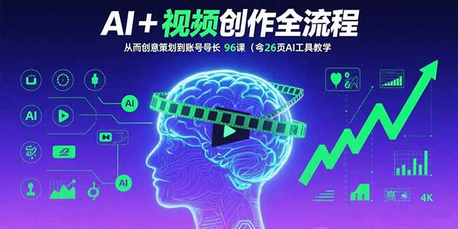 AI+短视频创作全流程：从创意策划到账号增长，96节课(含26项AI工具教学-副业项目资源网