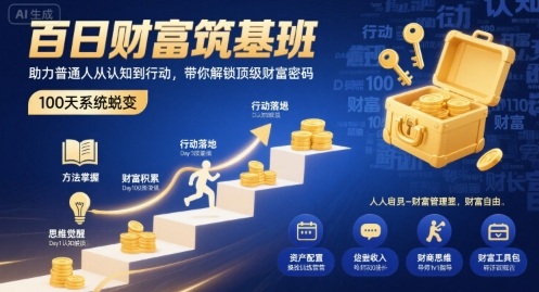 百日财富筑基班，助力普通人从认知到行动，带你解锁顶级财富密码-副业项目资源网