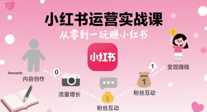小红书运营实战课，从零到一玩賺小红书-副业项目资源网