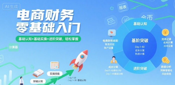 电商财务零基础入门，基础认知+基础实操+进阶突破，轻松掌握-副业项目资源网