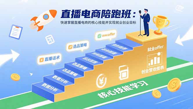 直播电商陪跑班：快速掌握直播电商的核心技能并实现就业/创业目标-副业项目资源网