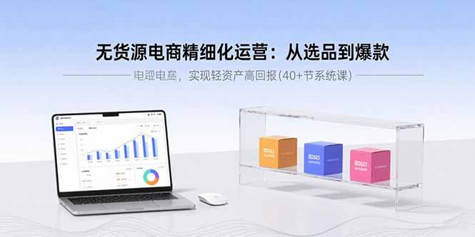 无货源电商精细化运营：从选品到爆款，实现轻资产高回报(40+节系统课-副业项目资源网