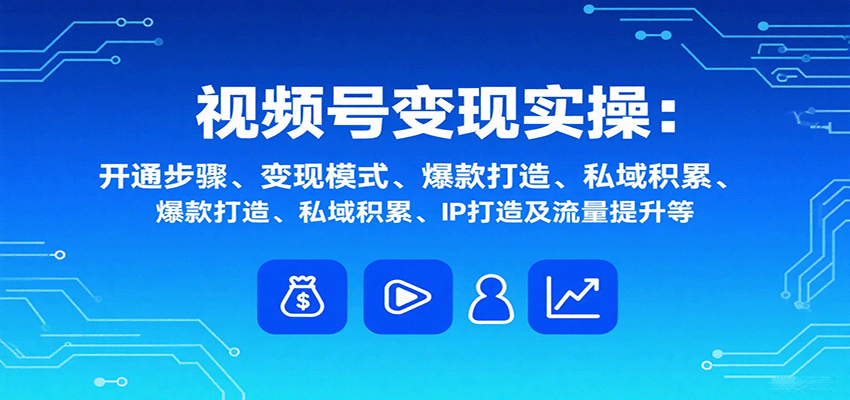 视频号变现实操，含开通步骤、变现模式、爆款打造、私域积累、IP打造及流量提升等-副业项目资源网