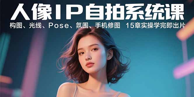人像IP自拍系统课：构图、光线、Pose、氛围、手机修图 15章实操学完即出片-副业项目资源网