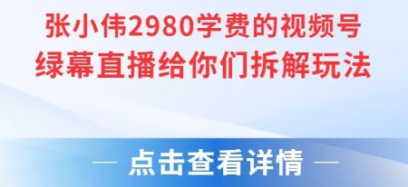 张小伟2980付费额视频号绿幕直播给你们拆解玩法-副业项目资源网