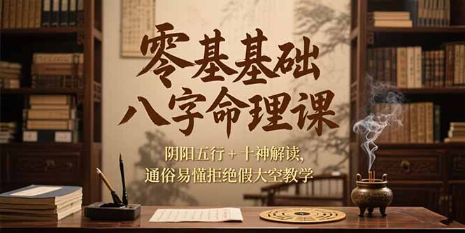 零基础八字命理课，阴阳五行+十神解读，通俗易懂拒绝假大空教学-副业项目资源网